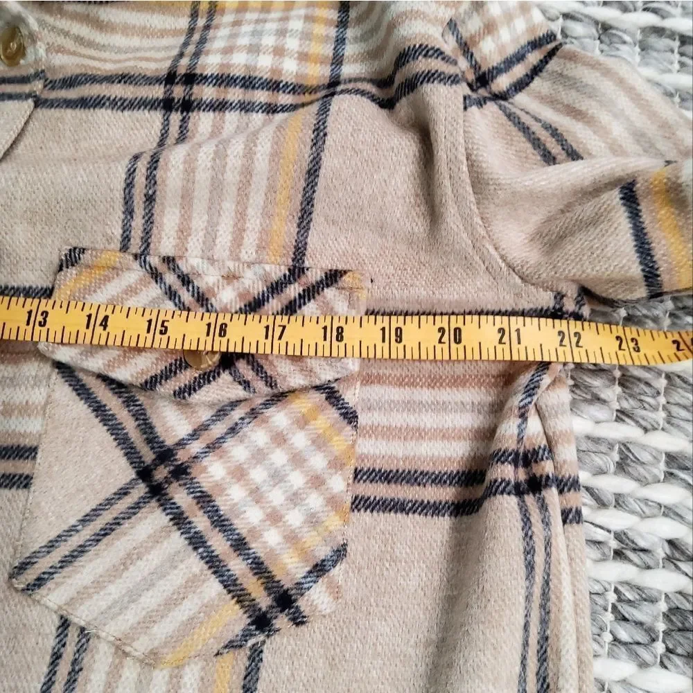 FORE Plaid Fringe Long Line Jacket Size S